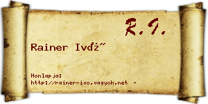 Rainer Ivó névjegykártya